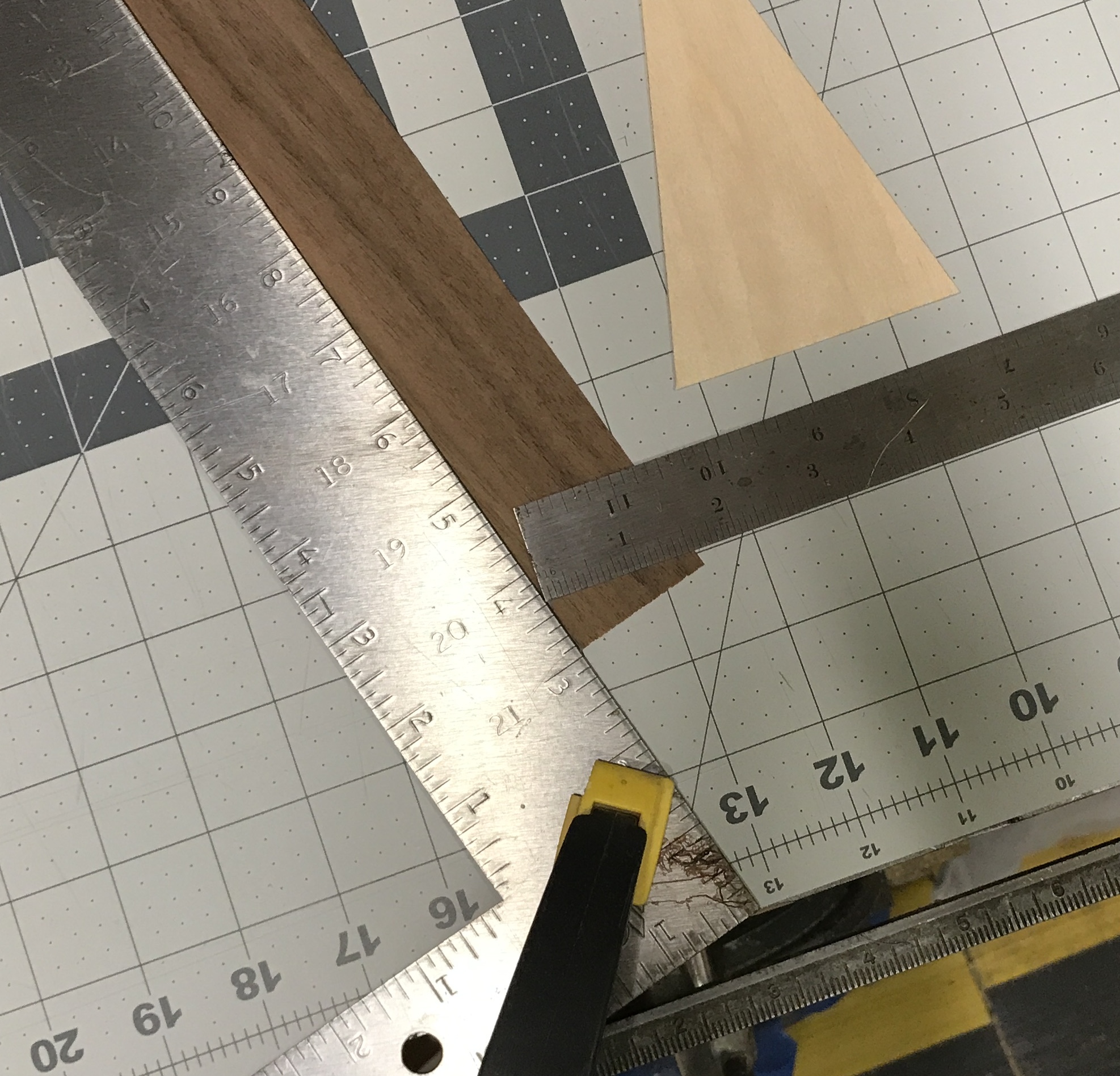 The setup for cutting the angled bars.